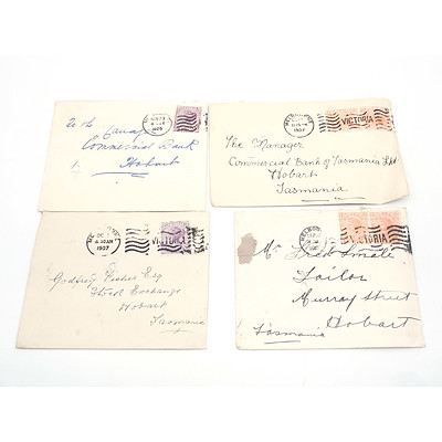Four Circa 1900 Australia Tattersalls Covers - Victoria to Hobart