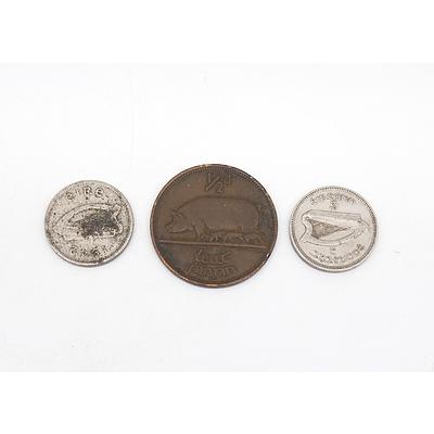 Ireland 1949 1/2d, 1942 3d and 1934 3d