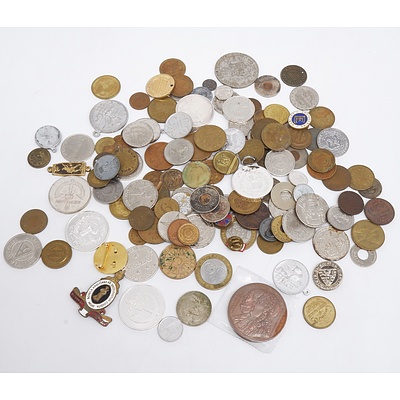 Large Collection of Various Tokens and Coins
