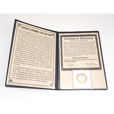 2001 Vatican City 1000 Lire Coin