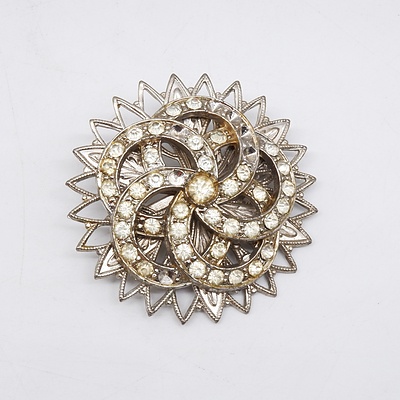 Vintage Spiral Star Burst Paste Brooch