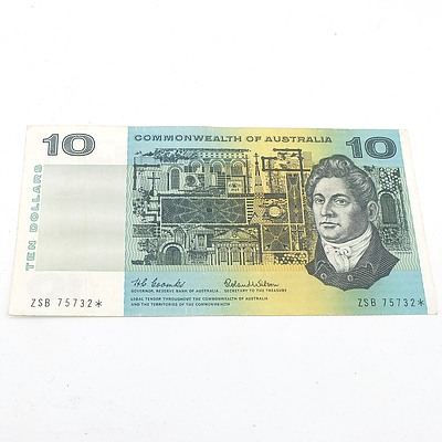 Scarce Commonwealth of Australia $10 Star Note, Coombs/Wilson ZSB75732*
