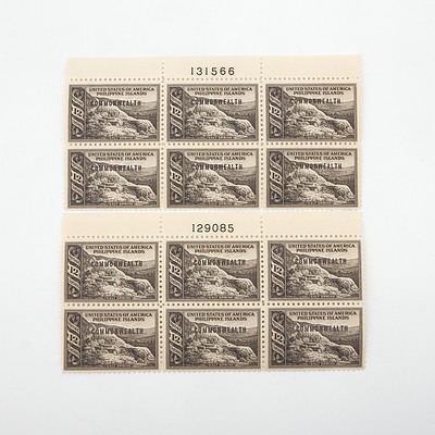 Two Blocks of United States of America Philippine Islands Stamps