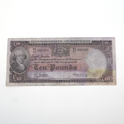 Commonwealth of Australia 10 Pound Coombs / Wilson Note, WA37 882400