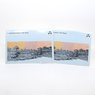Two 1988 Consecutively Numbered First Prefix Bicentennial Commemorative $10 Notes, AB17053755-AB17053756
