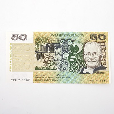 Australian Johnston/Fraser $50 Paper Note, YUH945582
