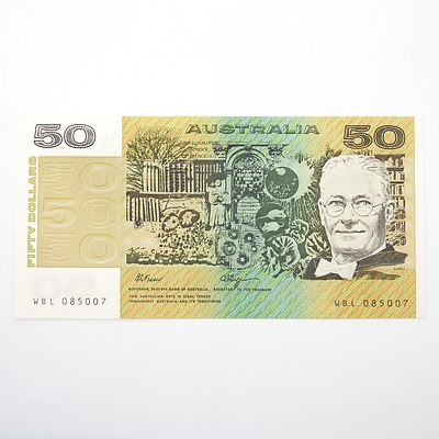 Australian Fraser/Higgins $50 Paper Note, WBL085007
