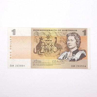Scarce Commonwealth of Australia $1 Star Note, Phillips/Randell ZAK20390*