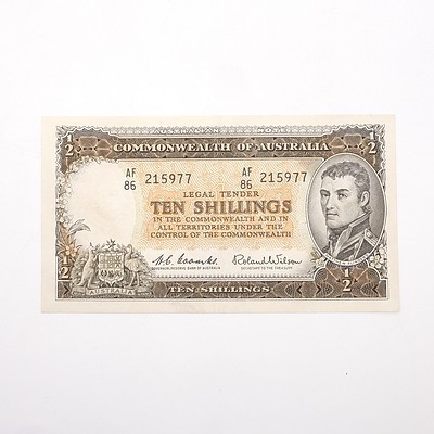 Commonwealth of Australia Coombs/Wilson Ten Shillings Note, AF86 215977