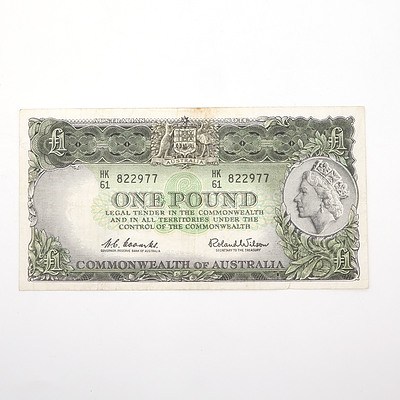 Commonwealth of Australia Coombs/Wilson One Pound Note, HK61 822977