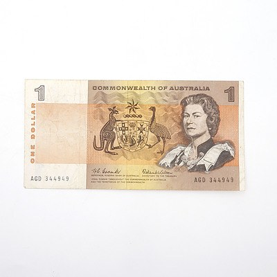 Commonwealth of Australia Coombs/ Wilson $1 Paper Note, AGD344949