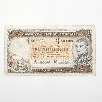 Commonwealth of Australia Coombs/Wilson Ten Shillings Note, AG73 503309