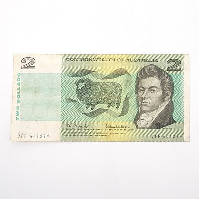Scarce Commonwealth of Australia $2 Star Note, Coombs/Wilson ZFE44127*