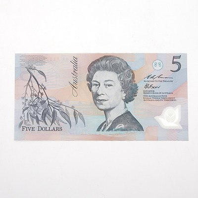 1994 Fraser/Evans $5 Polymer Notes with Dark Green Serial Numbers, AA94006393