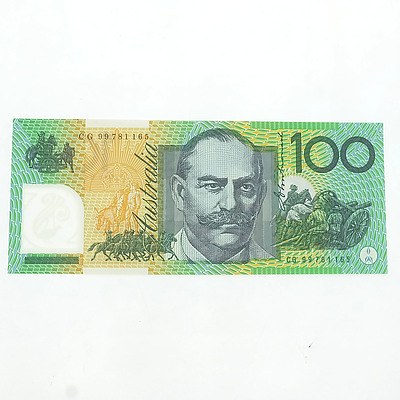 Australian Uncirculated $100 Macfarlane/ Evans Polymer Note, CG 99781165