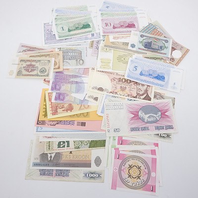 Large Group of Banknotes From Poland, Romania, Belgium, Ireland, Tajikistan, and More
