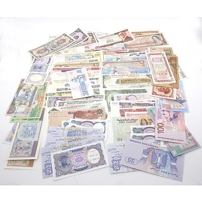 Large Group of Banknotes From Jamaica, Ecuador, Brasil, Tunisia, Cuba, and More