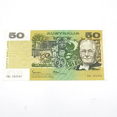 Australian Uncirculated $50 Fraser/ Johnston Paper Note, YRL390504