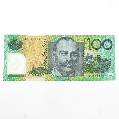 Australian Uncirculated $100 Macfarlane/ Evans Polymer Note, HG 96981407