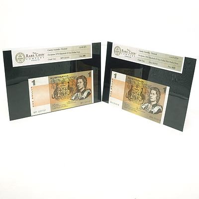 Two Australian Uncirculated $2 Paper Notes, Johnston/Stone DGJ263918 and Phillips/Wheeler BPT221101