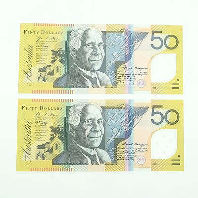 2010 First and Last Prefix Uncirculated $50 Polymer Notes, AA10416749 and GB10758152