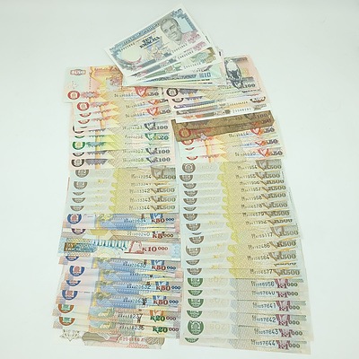 Large Group of Banknotes from Zambia, Nambia and Zaire