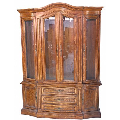 Drexel Vintage Timber Serpentine Front Vitrine in the French Style