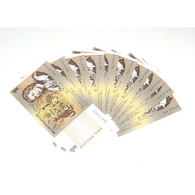 Ten Australian Uncirculated Sequential One Dollar Johnson/Stone Notes, DLA 573920-DLA 573929