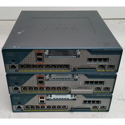 Cisco 1800 Series Integrated Service Routers - Lot of Three