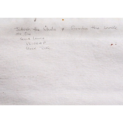 Verna Lawrie (1953-) Jidirah the Whale and Gamba the Snake, Acrylic on Canvas, Unframed