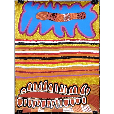 Attributed to Susie Bootja Bootja Napaltjarri (1935-2003) Acrylic on Paper 1999, Unframed