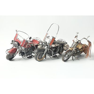 Three Tin Models of Classic Motorbikes