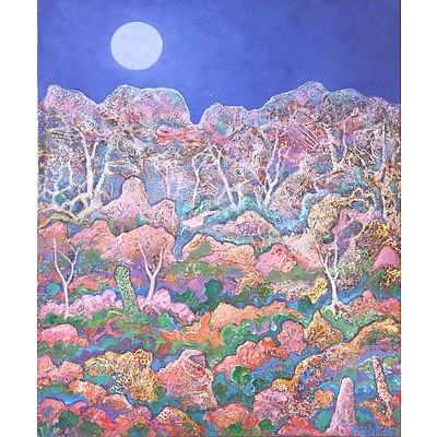 David Hill (Britain 1947-) Mountain Mystique Paint on Canvas