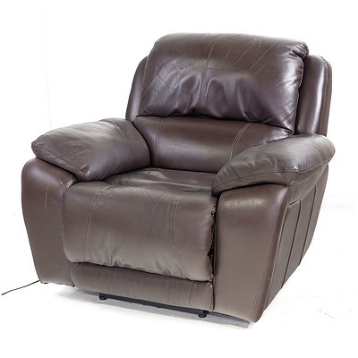 Brown Leather Upholstered Electric Reclining Armchair