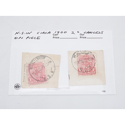 Two N.S.W Circa 1900 Cancels on Piece Stamps