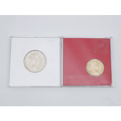 United Kingdom One Pound Coin First Day of Issue and United Nations 50th Anniversary 20 Cent Coin