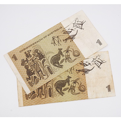 Two 1969 Australian $1.00 Banknotes Phillips/Randall