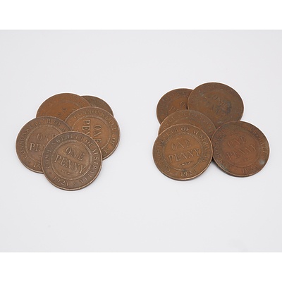 Group of Ten Australian Pennies