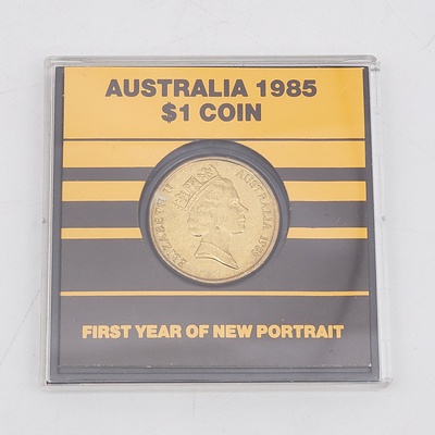 1985 Australian One Dollar Coin First Year of New Portrait