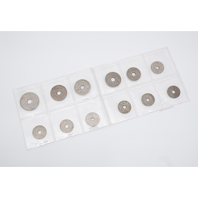 Twelve Circa 1920's 5 & 10 Centimes Coins