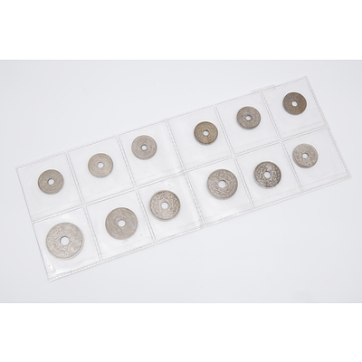 Twelve Circa 1920's 5 & 10 Centimes Coins