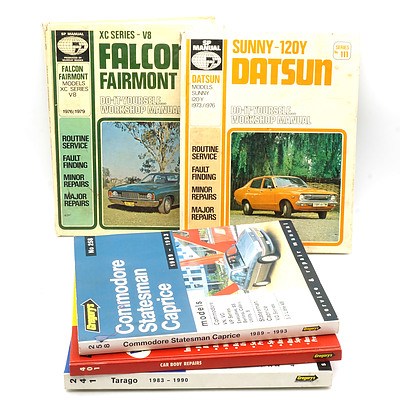 Five Car Manuals, Including XC Series V8 Ford Fairmont and Sunny 120Y Datsun
