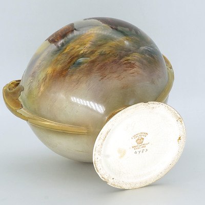 C Cox Hand Painted Crown Devon Highland Cattle Pot Purri