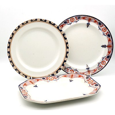 Two Victorian Burleigh Ware Transfer Printed Plates and Hand Painted Woods and Son Windsor Plate