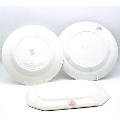 Two Victorian Burleigh Ware Transfer Printed Plates and Hand Painted Woods and Son Windsor Plate