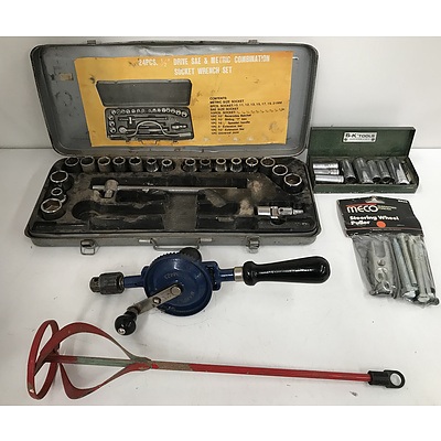 Assorted Tools Including Sockets