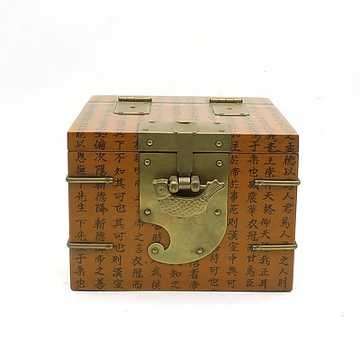 Asian Jewellery Box with Ornamental Lock and Key, Modern