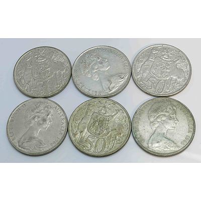 Australia Round Silver 50Cents 1966 (X6)