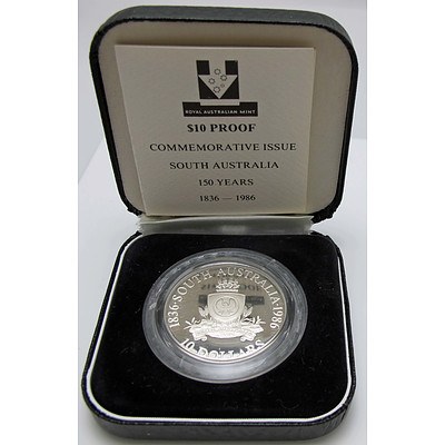 Australia Sterling Silver Proof $10 1986 South Australia