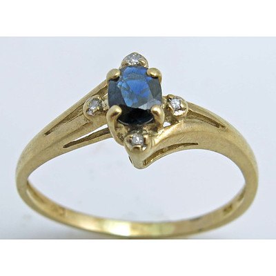 9Ct Gold Sapphire & Diamond Ring